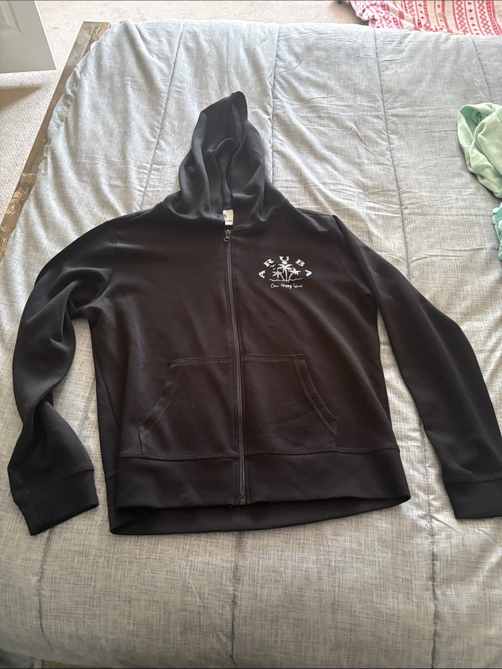 Black Kids Full‑Zip Hoodie Jacket with Palm Logo